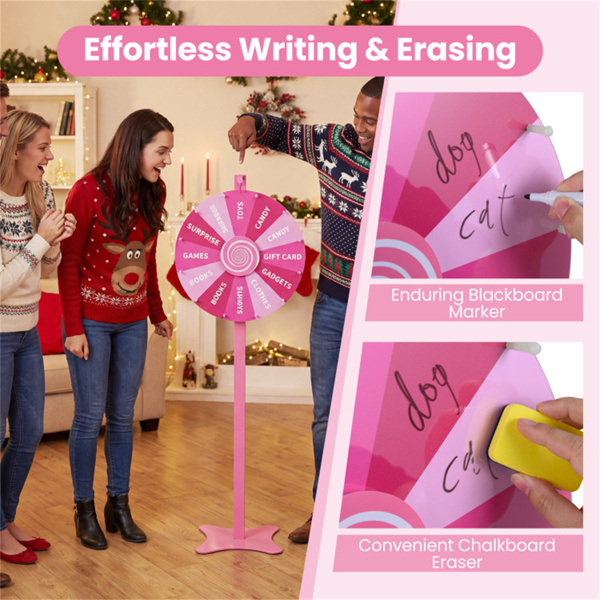 24英寸高可调节奖轮，可平稳旋转，2合1桌面和落地旋转轮，适用于游戏嘉年华派对-7