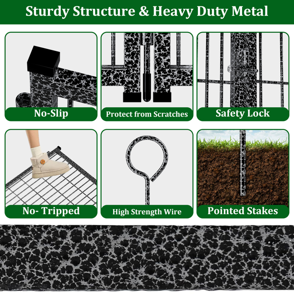 户外加宽型狗狗游戏围栏，16片式加厚面板，40英寸高，防锈，带门，便携式，适用于房车露营地，总长37英尺，111平方英尺，雪黑色--不支持self-pick up且不支持指定仓库发货-9