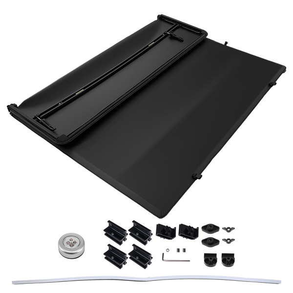 Aluminum Tonneau Tri-Fold Cover 5ft fit for Toyota Tacoma 2016-2025 Vinyl W/LED Lamp-6