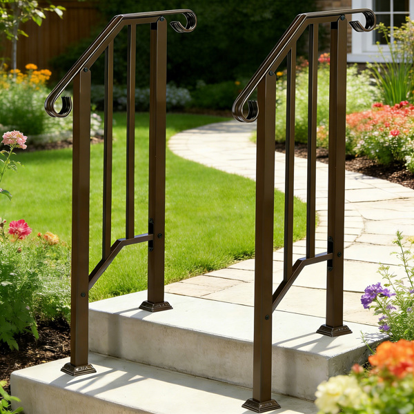 古铜色 1阶 庭院楼梯扶手-11