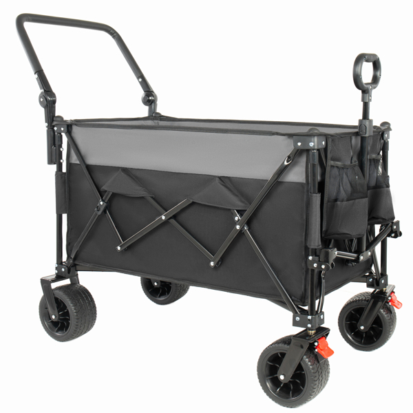 多功能推拉折叠手推车，带旋转手柄和顶篷，7英寸x4英寸全地形车轮和刹车，承重480磅，300升大容量，适用于运输、购物、户外活动，黑色--不支持self-pick up且不支持指定仓库发货-5
