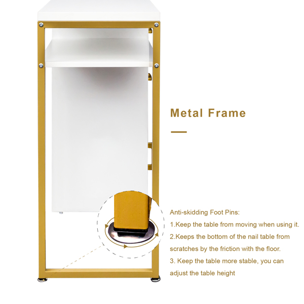 白色 刨花板+铁管 贴三胺+喷塑 97*35*78cm 2抽一门 电脑桌 可多场景-9