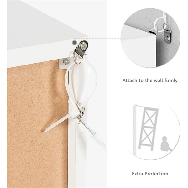 白色9立方书架，封闭式橱柜和开放式立方体，3层存储设计-8