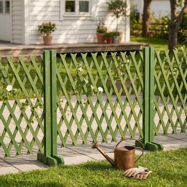 2PCS 205*34.5*90cm 可伸缩平底款 橄榄绿 泡色工艺 杉木 木栅栏-8