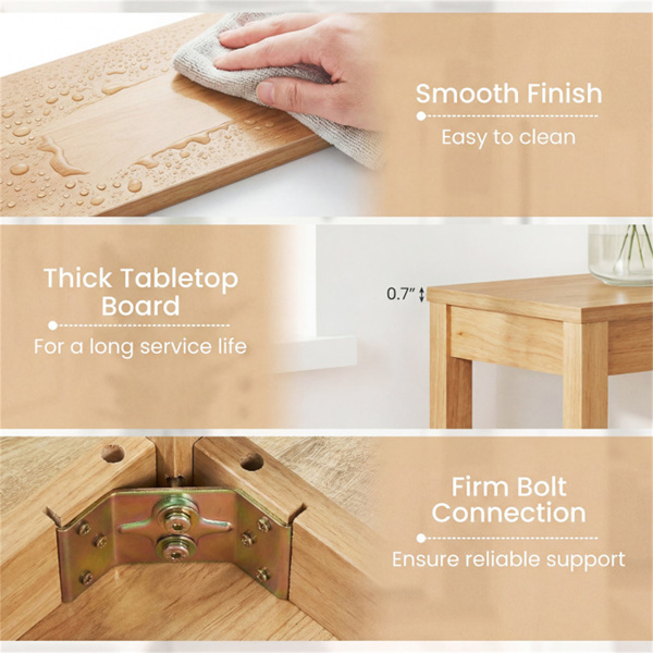 48英寸实木腿控制台桌，走廊和沙发的窄农舍入口桌 - 自然色-9