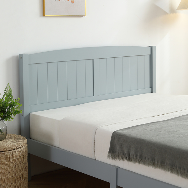 （TD）灰色 油漆+贴三胺 松木+密度板 竖纹装饰 弧形床头床尾板 Full 木床 单层 美国-13