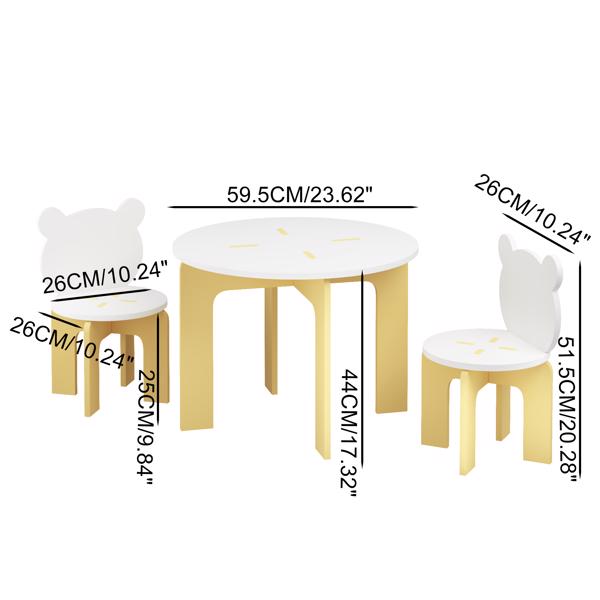 儿童桌椅套装，三件套幼儿桌椅，可爱熊背椅，结实耐用的木制活动桌椅套装，适用于儿童游戏室、卧室、幼儿园--不支持self-pick up且不支持指定仓库发货-14