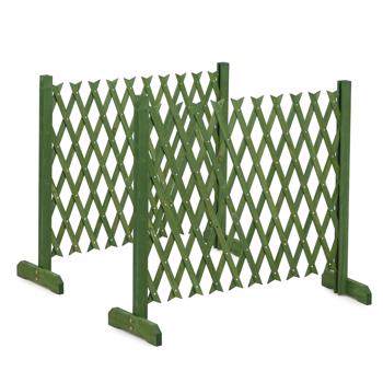 2PCS 205*34.5*90cm 可伸缩平底款 橄榄绿 泡色工艺 杉木 木栅栏