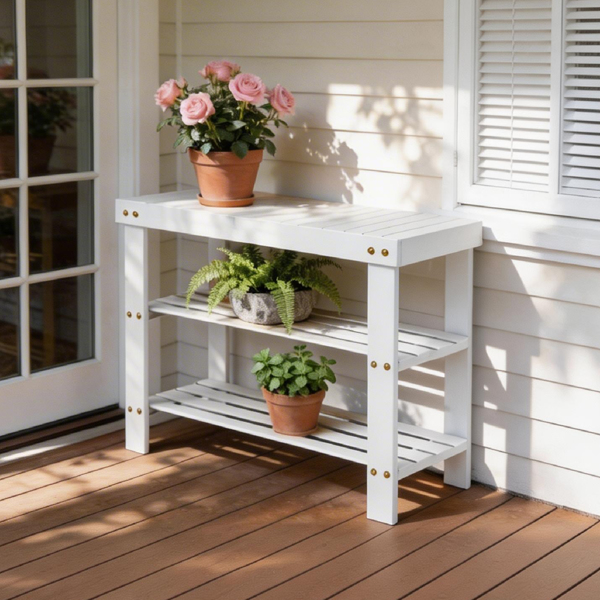 70cm长3层顶板无缝 竹制 70*28*45cm 鞋架 白色-11