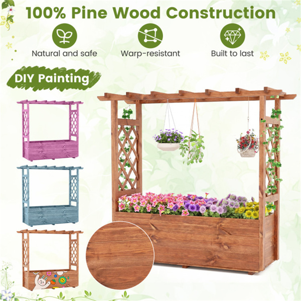 天然松木花园床，100%实心松木结构和悬挂屋顶设计-7