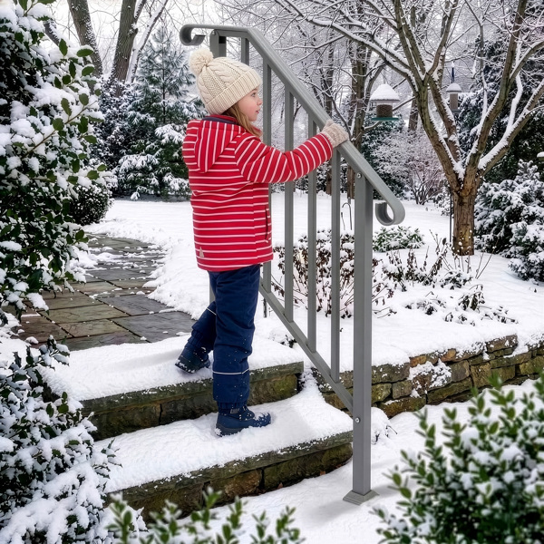 银色 2阶 庭院楼梯扶手-4