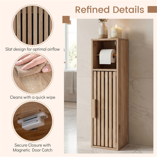 8英寸超薄窄卫生纸柜，带可调节架子，适用于小空间的超薄浴室储物柜-11