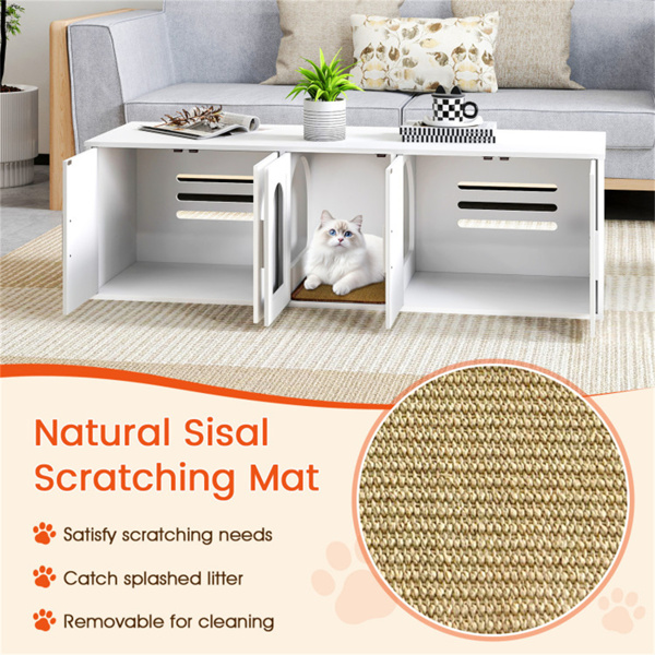 隐藏式猫砂箱柜，隐私外壳+猫屋+电视架/边桌，桌面容量310LBS-11