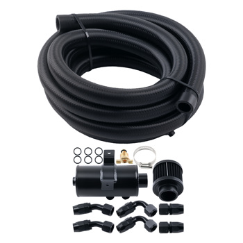 Baffled Motor Oil Catch Can 750ML 10AN Port w/ 10ft Hose Fuel Line Fittings Kit