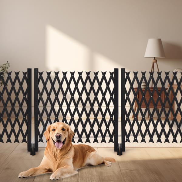 2PCS 205*34.5*90cm 可伸缩平底款 黑色 泡色工艺 杉木 木栅栏-6