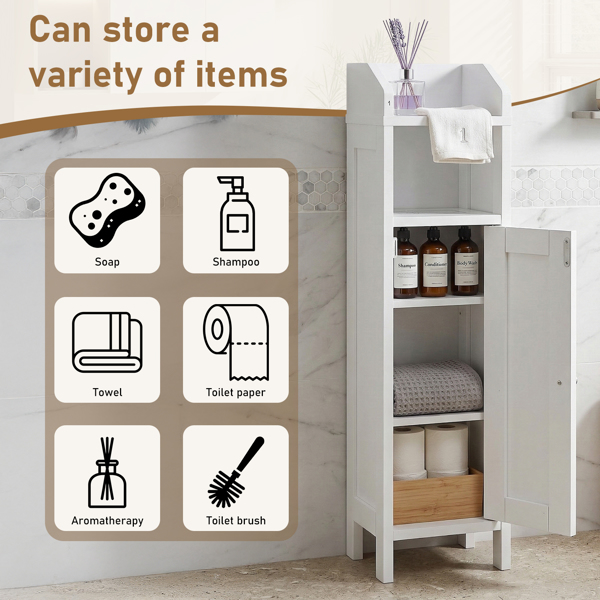 白色 刨花板三胺贴面+密度板喷漆竖纹 20*20*80cm 一门一搁架一围挡 浴室立柜-5