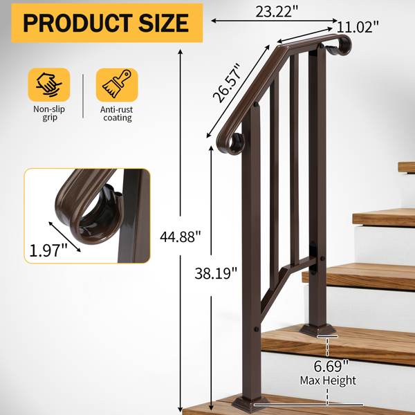古铜色 1阶 庭院楼梯扶手-8