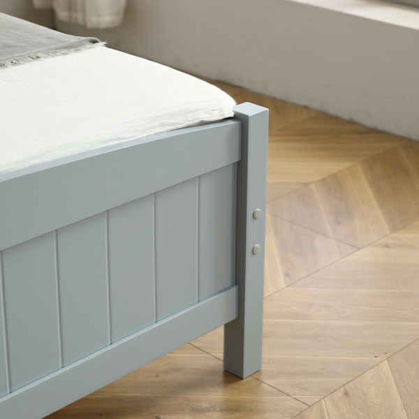 （TD）灰色 油漆+贴三胺 松木+密度板 竖纹装饰 弧形床头床尾板 Full 木床 单层 美国-25