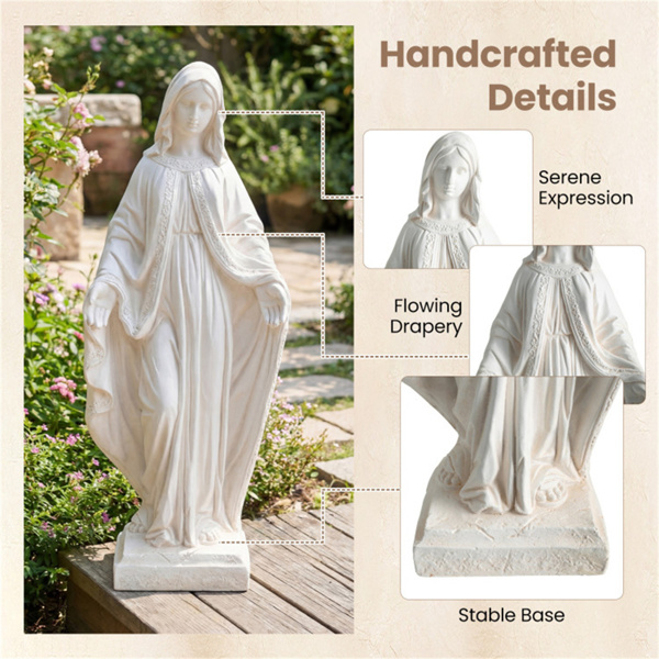 31.5“圣母玛利亚花园雕像，全天候MgO宗教雕塑，用于室外和室内装饰-7