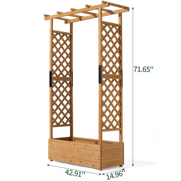 109*44*182CM 柚木色 加高种植花架 杉木 木种植-2