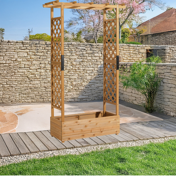 109*44*182CM 柚木色 加高种植花架 杉木 木种植-8
