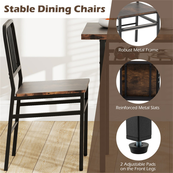 三件套餐桌（粗犷棕色 + 黑色），节省空间的椅子下折叠设计-10