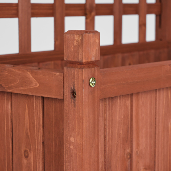 63*30*127CM 红棕色 万向轮种植花架 杉木 木种植-11