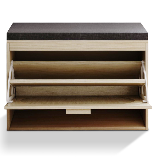 翻斗带坐垫圆型藤面 鞋柜 密度板贴三胺 74*24*51cm 原木色-10