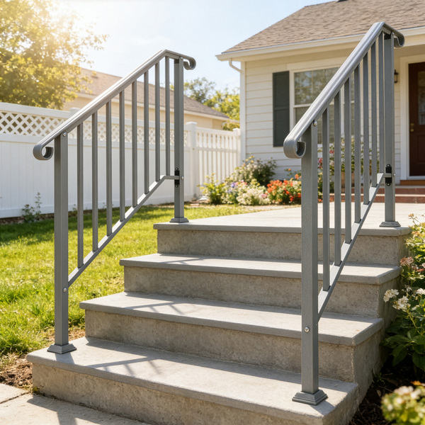 银色 3阶 庭院楼梯扶手-4