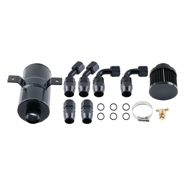 Baffled Motor Oil Catch Can 750ML 10AN Port w/ 10ft Hose Fuel Line Fittings Kit-2
