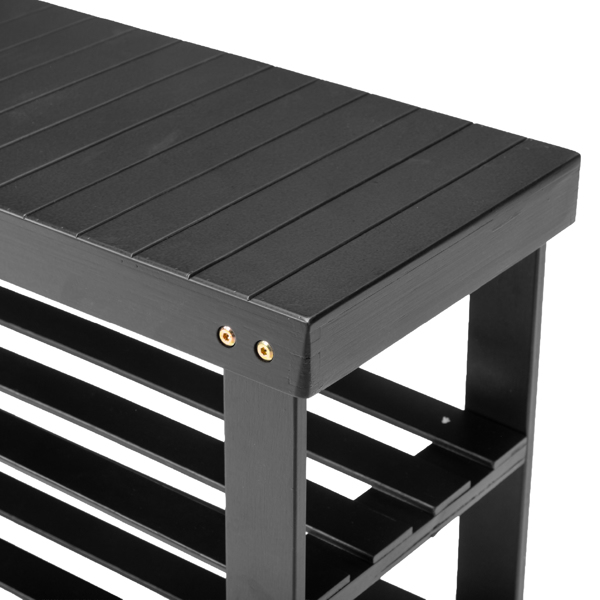 70cm长3层顶板无缝 竹制 70*28*45cm 鞋架 黑色-14