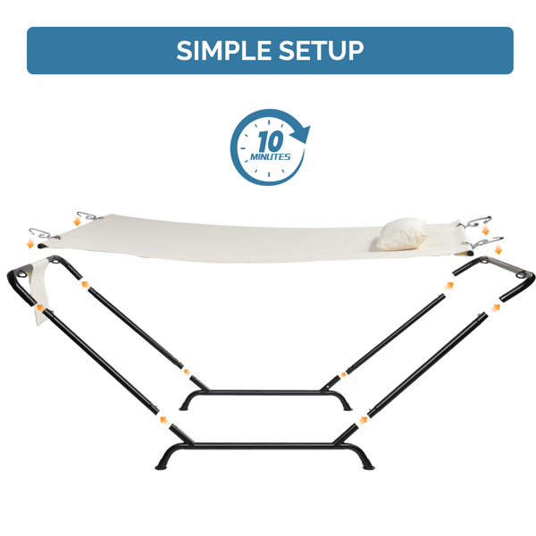 235*92*80CM 2*0.9M 600D双层牛津布吊床 米白色 吊床套装 550lbs-2