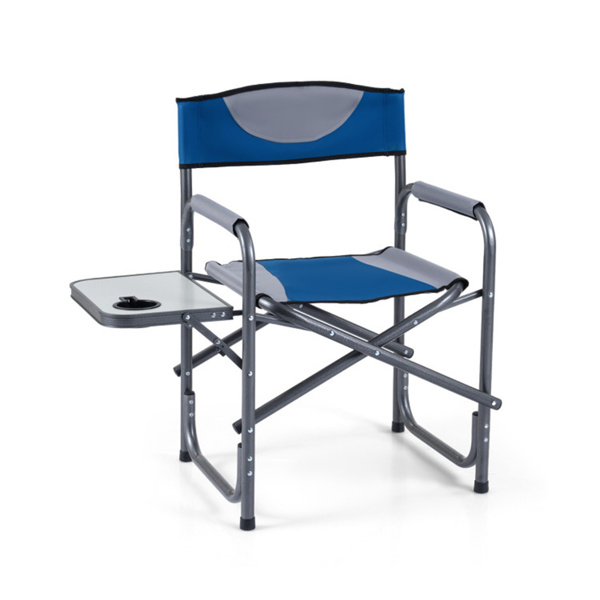 400LBS重型折叠露营椅，带边桌和杯架，户外带衬垫的董事椅-1