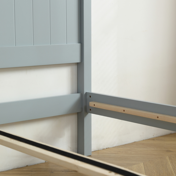 （TD）灰色 油漆+贴三胺 松木+密度板 竖纹装饰 弧形床头床尾板 Full 木床 单层 美国-10