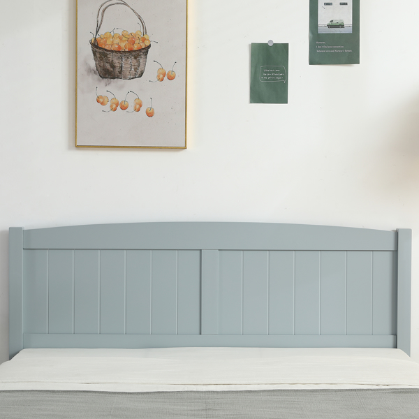 （TD）灰色 油漆+贴三胺 松木+密度板 竖纹装饰 弧形床头床尾板 Full 木床 单层 美国-9