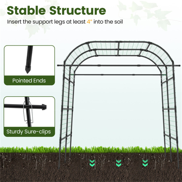 7.5英尺可调节花园拱形棚架，用于攀爬植物，PE涂层金属隧道棚架，适用于黄瓜葡萄-8