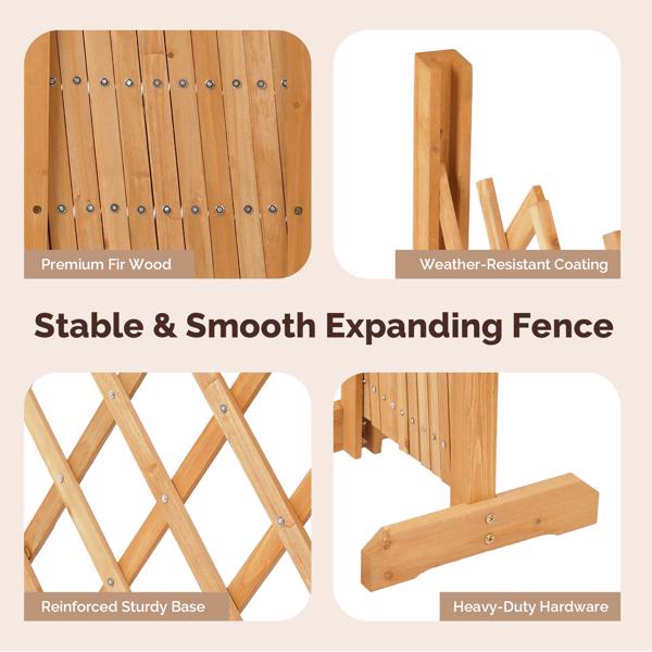 2PCS 205*33.5*80cm 可伸缩拱形款 柚木色 泡色工艺 杉木 木栅栏-6