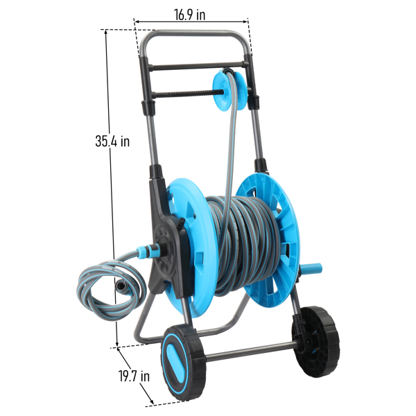 43*50*90cm 蓝+黑灰 铁+塑料 +1.9M水管接头 拼接+车轮 水管车-3