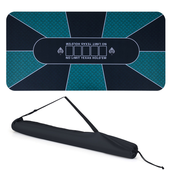 70英寸×35英寸10人XL扑克桌垫，防滑橡胶底座防泼洒多氨纶桌面，带手提包（黑色和绿色）-1