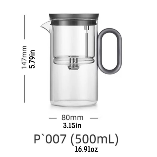 耐热玻璃泡茶壶，磁吸式开关，500毫升 枪黑色-8
