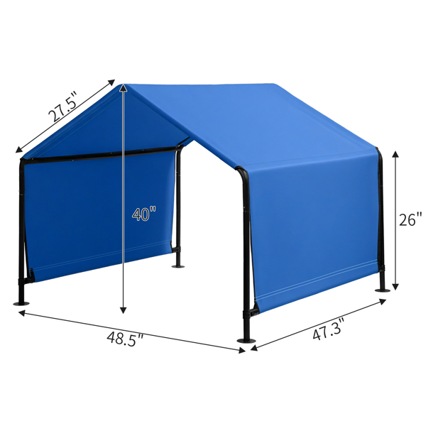 4*4*3.3FT 黑色铁管 PVC涂层涤纶篷布防水防紫外 蓝色 宠物帐篷 篷布底部车缝 顶部魔术贴-6