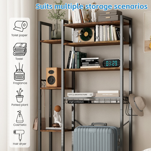8层马桶上方置物架，带侧架，可调节层板和沥水篮，独立式浴室收纳架，适用于阳台、洗衣房（复古棕色）--不支持self-pick up且不支持指定仓库发货-6