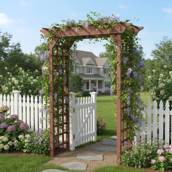 木制花架，婚礼仪式拱门，植物攀爬木格架，花园庭院圣诞装饰凉亭--不支持self-pick up且不支持指定仓库发货-3
