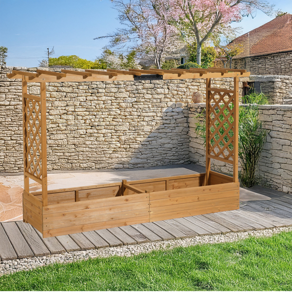 200*45*113CM 柚木色 加宽种植花架 杉木 木种植-8