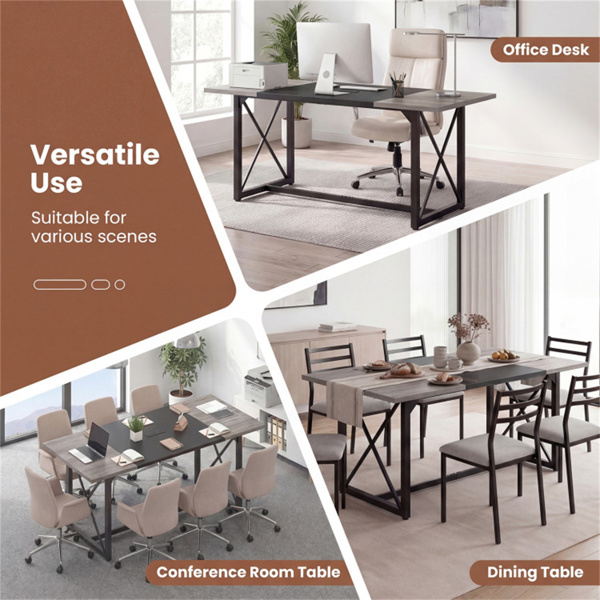 71英寸会议桌，内置充电站，办公和协作用大会议室桌 - 橡木色-10