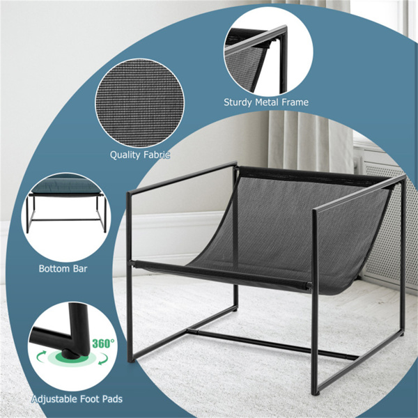 2件套户外休闲椅，带吊带座椅和软垫，防锈金属框架，容量330磅-6