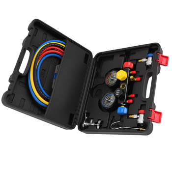 AC Manifold Gauge Set 4-Way Fit R134A R12 R410A Refrigeration Charging 14pcs