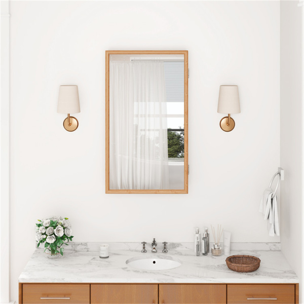 14英寸x 5.5英寸x 24英寸竹制浴室药柜，带镜子，壁挂式储物箱-6