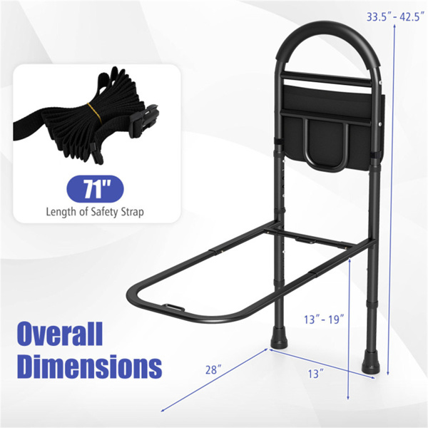 高度可调的床边安全栏杆，无需工具即可组装的床辅助杆，带防滑腿，适合老年人-6