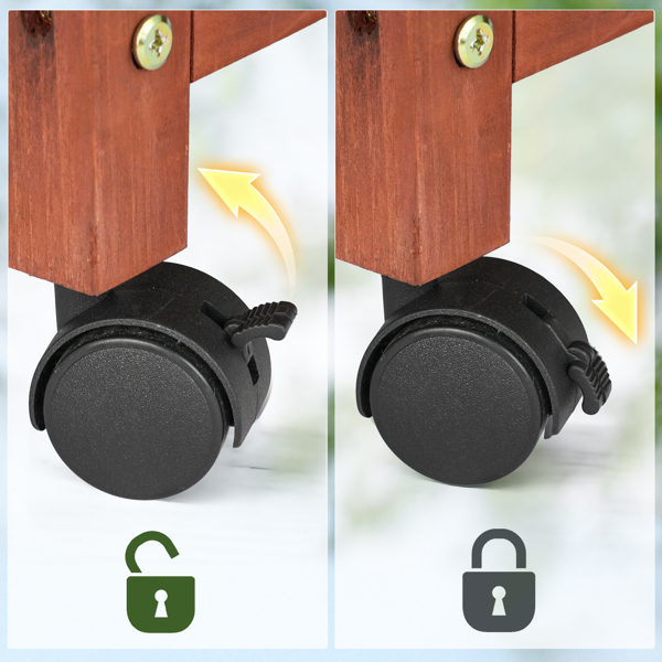 63*30*127CM 红棕色 万向轮种植花架 杉木 木种植-16